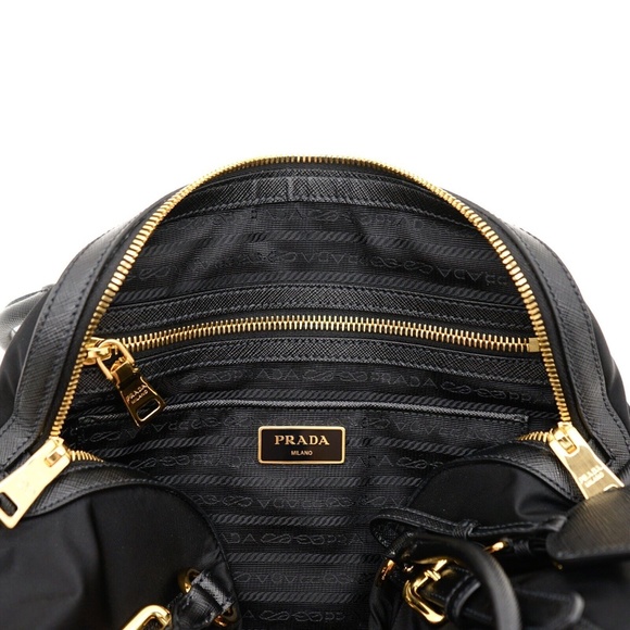 Prada Bauletto Dome Shoulder Bag Black Nylon New - Picture 7 of 8